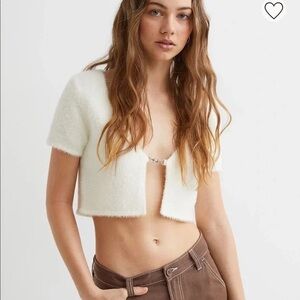 White fuzzy crop top #croptop